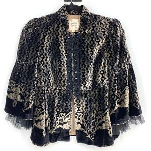 Vintage Black and Cream Velvet Blazer